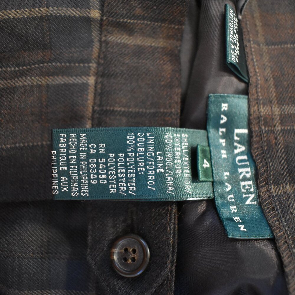 Ralph Lauren 100% Pure New Wool Women's Brown Plaid Dress Pants Size 4 - Picture 8 of 16